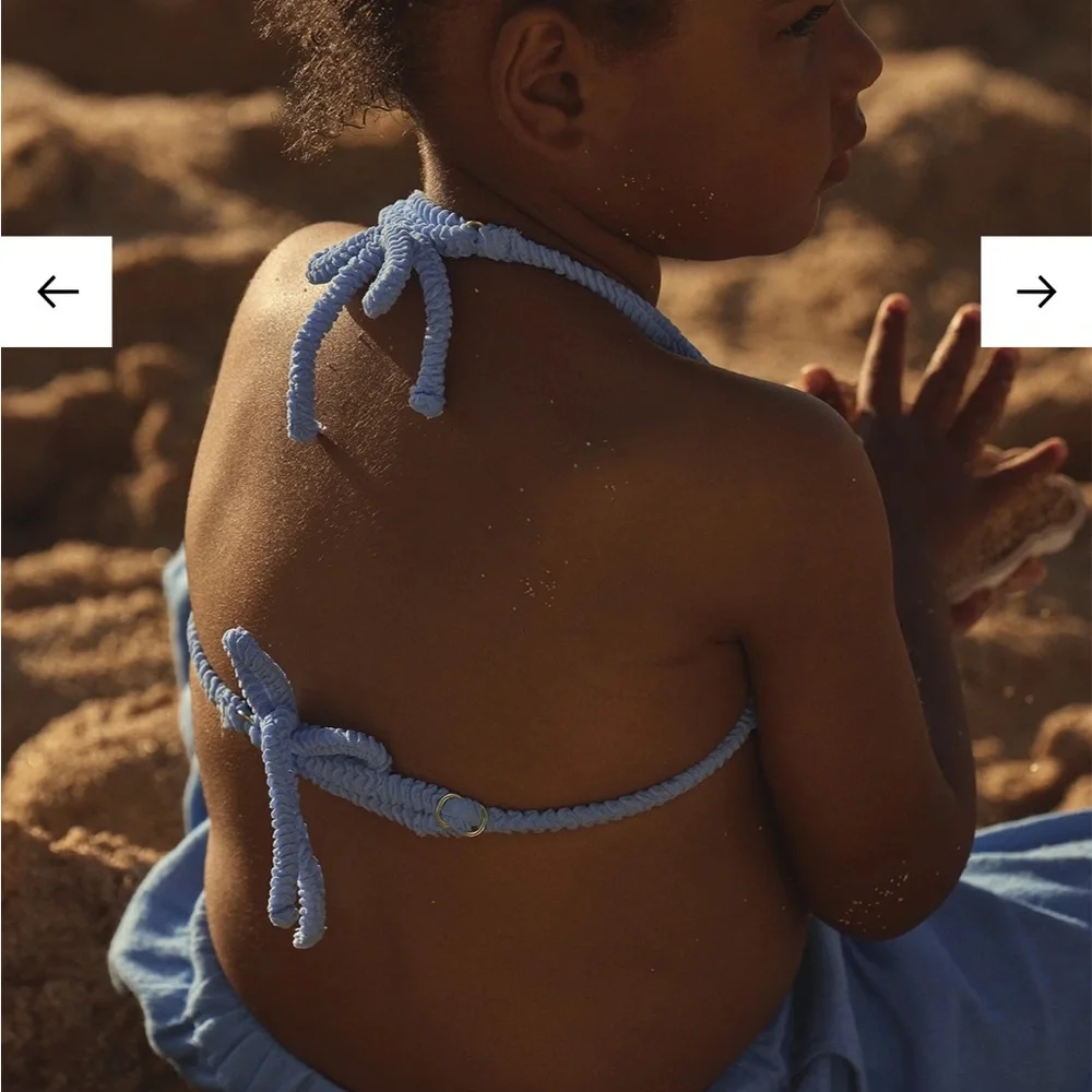 Monday Swimwear MINI Palma Top and Seychelles Bottom Bikini Set in Pool Crinkle